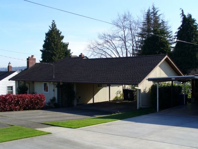 Seattle Asphalt Roof Replacement Home With Car Port