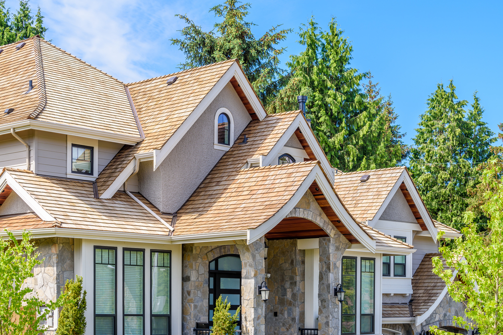 wood shingle roof of residential home