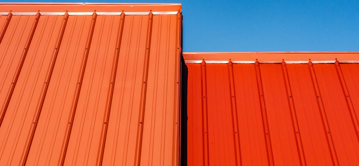 Close up of orange metal roof