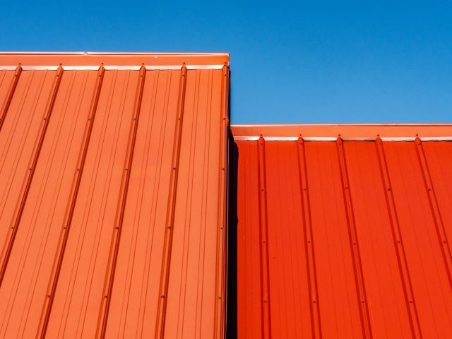 Close up of orange metal roof